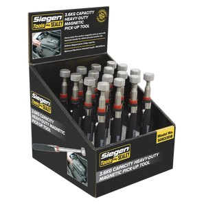 Sealey S0823DB Siegen Heavy-Duty Magnetic Pick-Up Tool 3.6kg Capacity - Display Box of 16