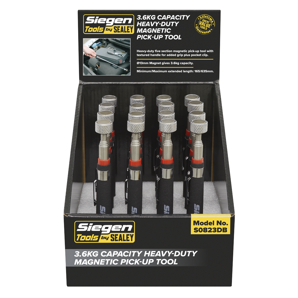 Sealey S0823DB Siegen Heavy-Duty Magnetic Pick-Up Tool 3.6kg Capacity - Display Box of 16 - additional view 3