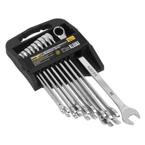 Sealey S0832 Siegen Extra-Long Combination Spanner Set 10pc