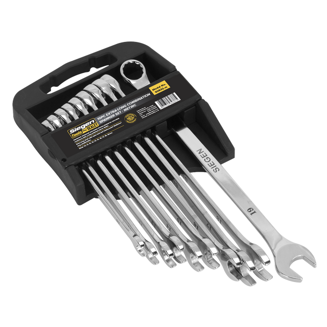 Sealey S0832 Siegen Extra-Long Combination Spanner Set 10pc