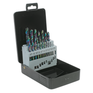 Sealey S0868 Siegen HSS Edge Ground Drill Bit Set 19pc - DIN 338