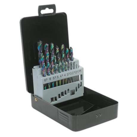 Sealey S0868 Siegen HSS Edge Ground Drill Bit Set 19pc - DIN 338