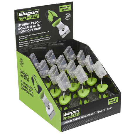 Sealey S0883 Siegen Razor Scraper with Comfort Grip - Display Box of 12