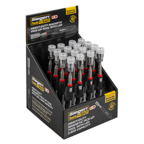 Sealey S0903DB Siegen Heavy-Duty Magnetic Pick-Up Tool with LED 3.6kg Capacity - Display Box of 16