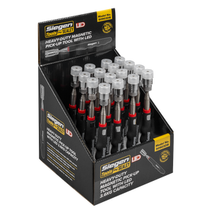Sealey S0903DB Siegen Heavy-Duty Magnetic Pick-Up Tool with LED 3.6kg Capacity - Display Box of 16