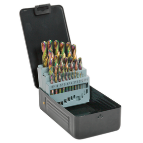 Sealey S0938 Siegen HSS Edge Ground Drill Bit Set 25pc - DIN 338