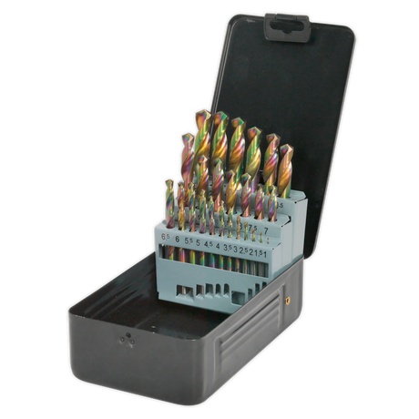 Sealey S0938 Siegen HSS Edge Ground Drill Bit Set 25pc - DIN 338 - additional view 2