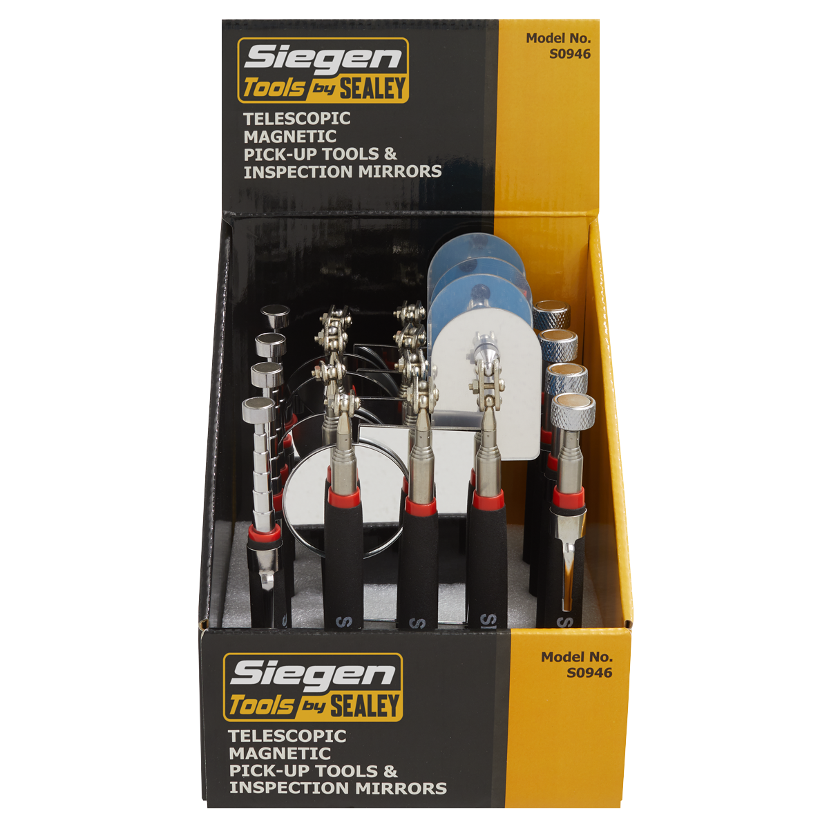 Sealey S0946 Siegen Telescopic Magnetic Pick-Up Tools & Inspection Mirrors - Display Box of 20 - additional view 7