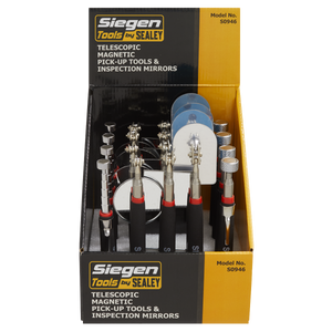 Sealey S0946 Siegen Telescopic Magnetic Pick-Up Tools & Inspection Mirrors - Display Box of 20 - additional view 7