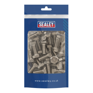 Sealey S1025 Stainless Steel Hex Head Set Screw M10 X 25 A2, DIN 933 - Pack of 25
