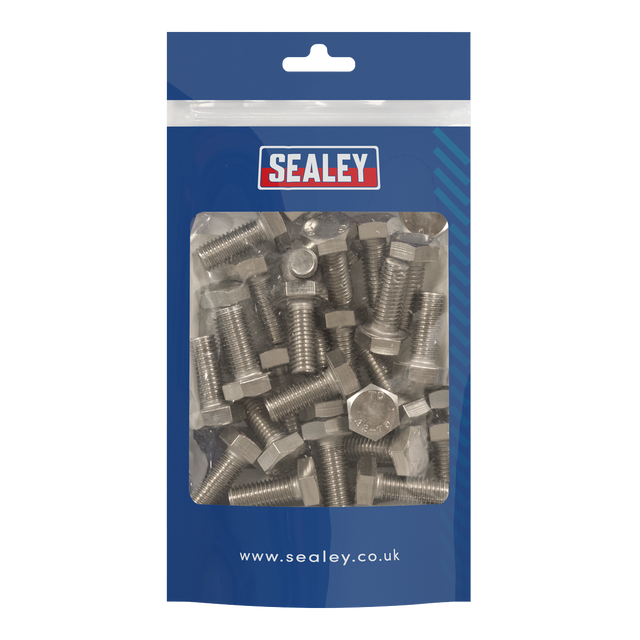 Sealey S1025 Stainless Steel Hex Head Set Screw M10 X 25 A2, DIN 933 - Pack of 25