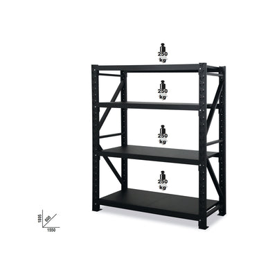 Beta Wide-Span Basic Shelving Unit With 4 Shelves - S4CB