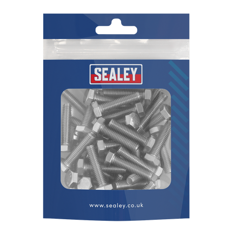 Sealey S625S Stainless Steel Set Screw M6 x 25mm 1mm Pitch, DIN 933 - Pack of 50