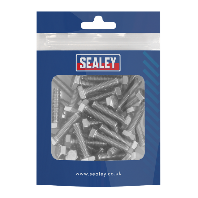 Sealey S625S Stainless Steel Set Screw M6 x 25mm 1mm Pitch, DIN 933 - Pack of 50