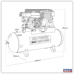 Sealey SA1565 150L Belt Drive Air Compressor with Petrol Engine 6.5hp - additional view 4