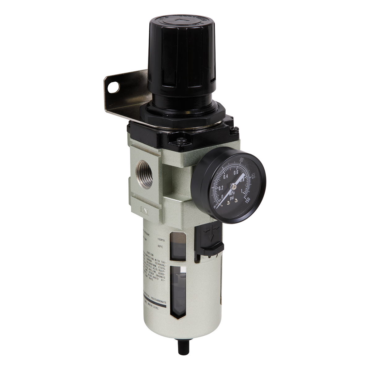 Sealey SA206FRAD Auto Drain Air Filter/Regulator Max. Airflow 140cfm