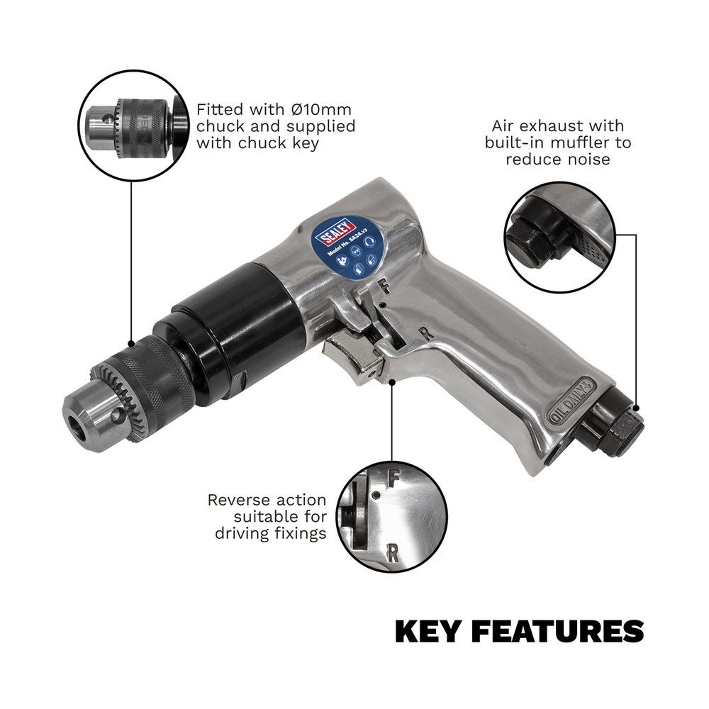 Sealey SA24 Reversible Air Drill 10mm - additional view 4