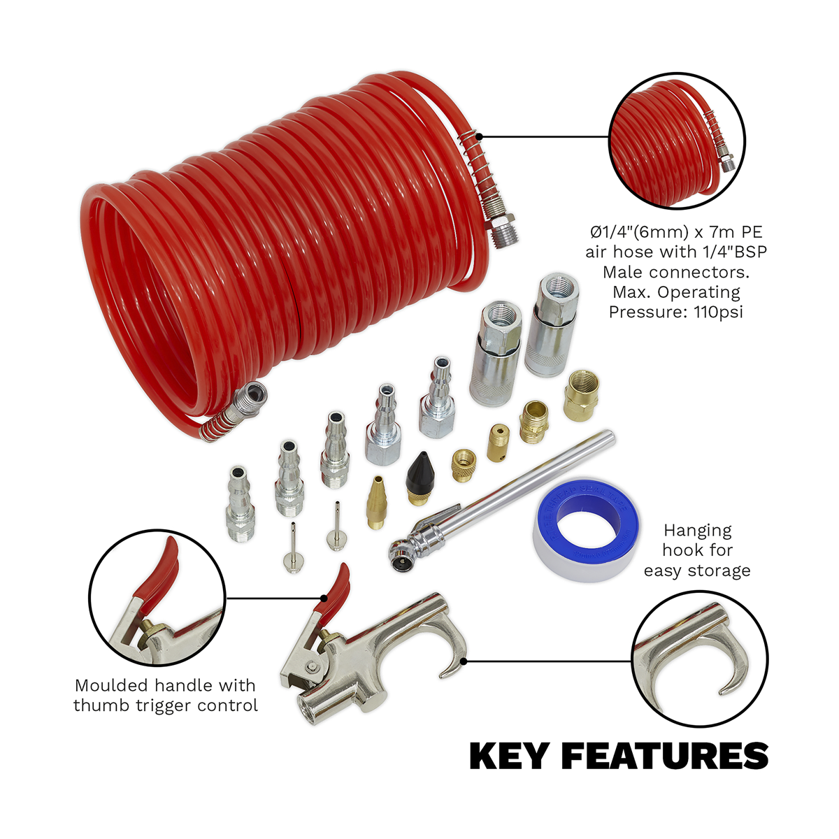 Sealey SA320K Air Blow Gun Kit 19pc - additional view 2