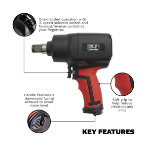 Sealey GSA6004 Generation Composite Twin Hammer Air Impact Wrench 3/4"Sq Drive - additional view 5