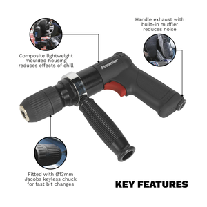 Sealey SA621 Premier Composite Reversible Air Drill 13mm with Keyless Chuck - additional view 5