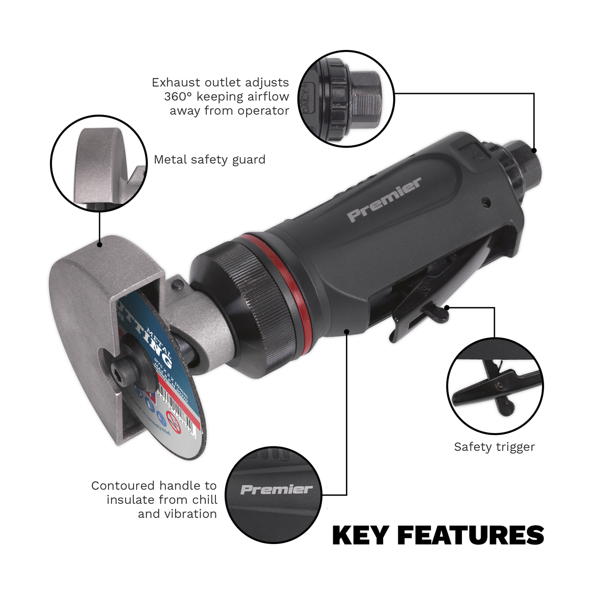 Sealey SA650 Premier Air Cut-Off Tool 75mm - additional view 3