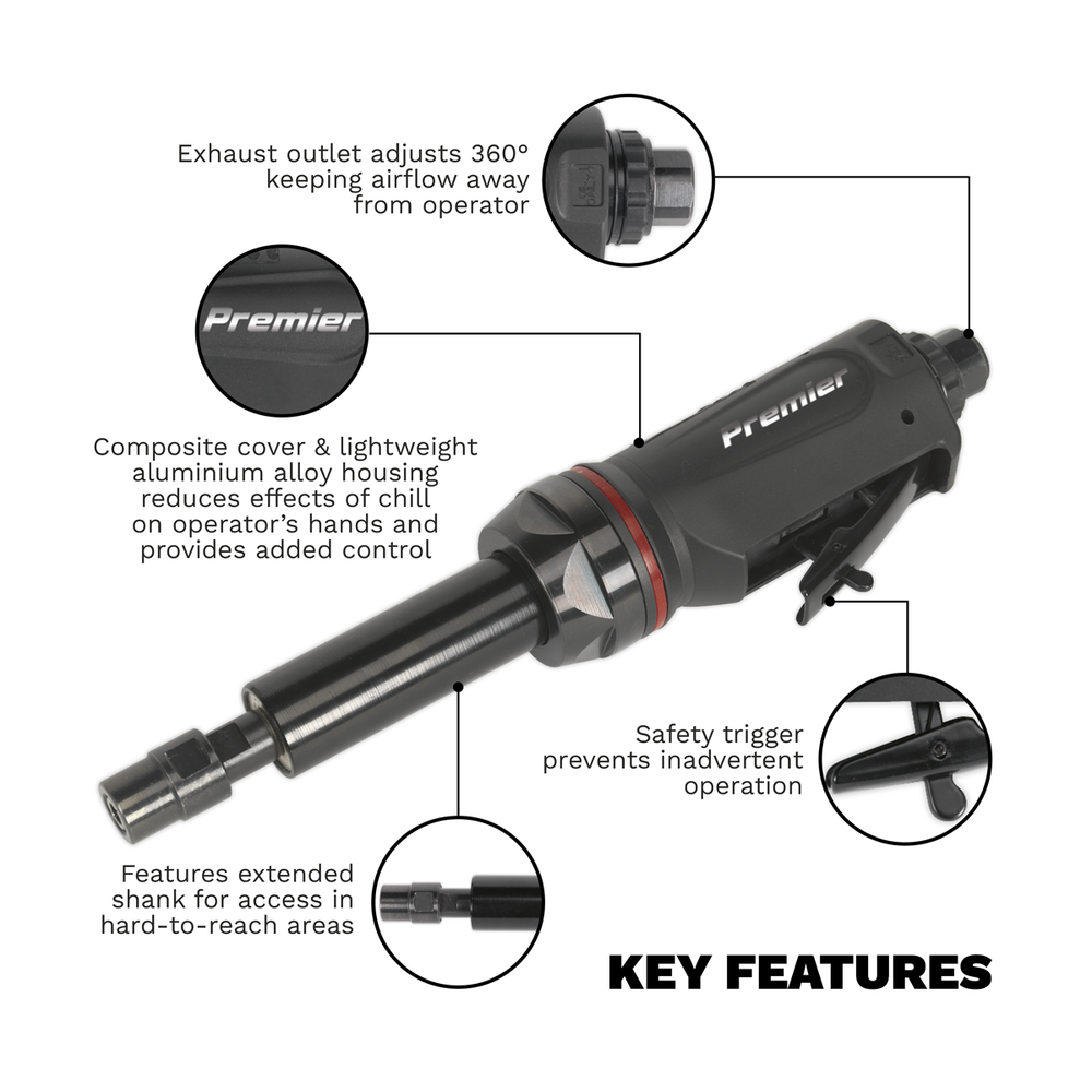 Sealey SA656 Premier Long Reach Maxi Air Die Grinder 260mm - additional view 4