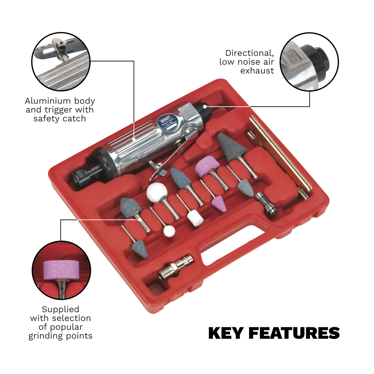 Sealey SA67 Air Die Grinder Kit 16pc - additional view 2