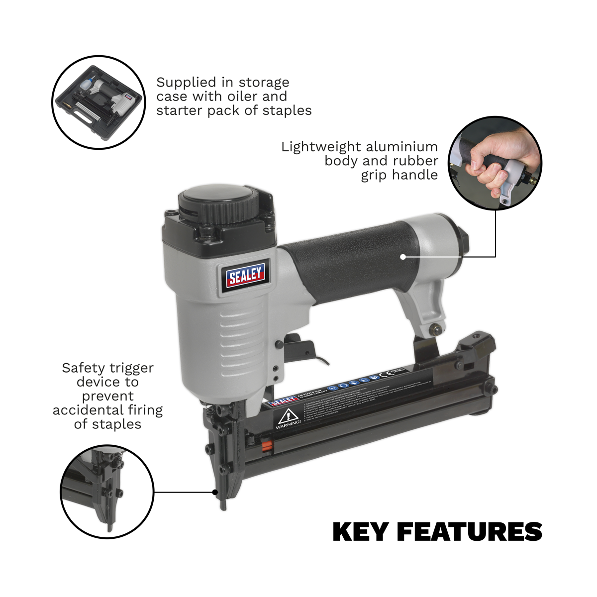 Sealey SA789 Air Staple Gun 13-32mm Capacity - additional view 4