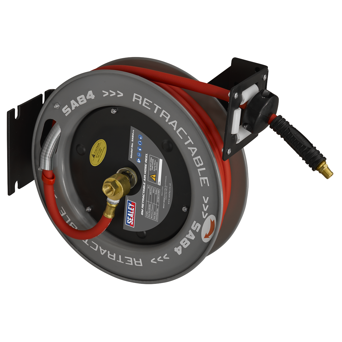 Sealey SA84 8m Retractable Rubber Air Hose with Steel Reel 10mm ID