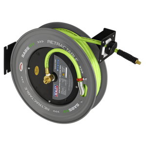 Sealey SA85HV 20m Retractable High-Visibility PVC Air Hose with Steel Reel 10mm ID
