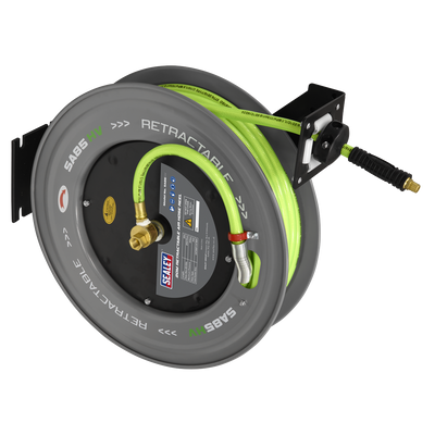 Sealey SA85HV 20m Retractable High-Visibility PVC Air Hose with Steel Reel 10mm ID