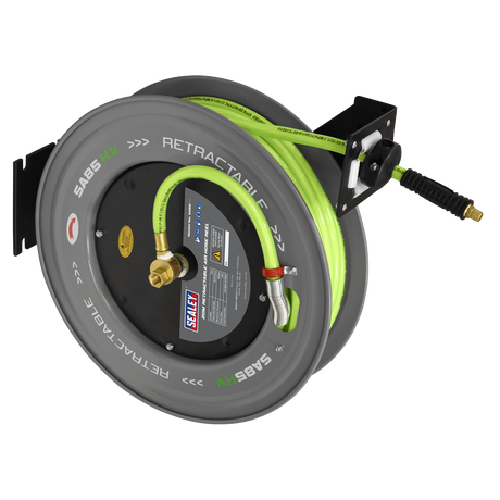 Sealey SA85HV 20m Retractable High-Visibility PVC Air Hose with Steel Reel 10mm ID