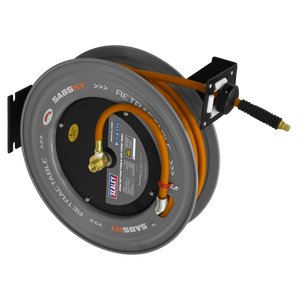Sealey SA85HY 20m Retractable High-Visibility Hybrid Air Hose with Steel Reel 10mm ID
