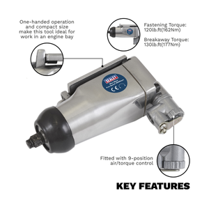 Sealey SA91 Butterfly Air Impact Wrench 3/8"Sq Drive - additional view 2