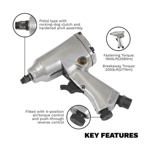 Sealey SA912 Air Impact Wrench 3/8"Sq Drive - additional view 3
