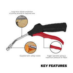 Sealey SA9131 Air Blow Gun 100mm with 1/4"BSP Air Inlet & Safety Nozzle - additional view 2