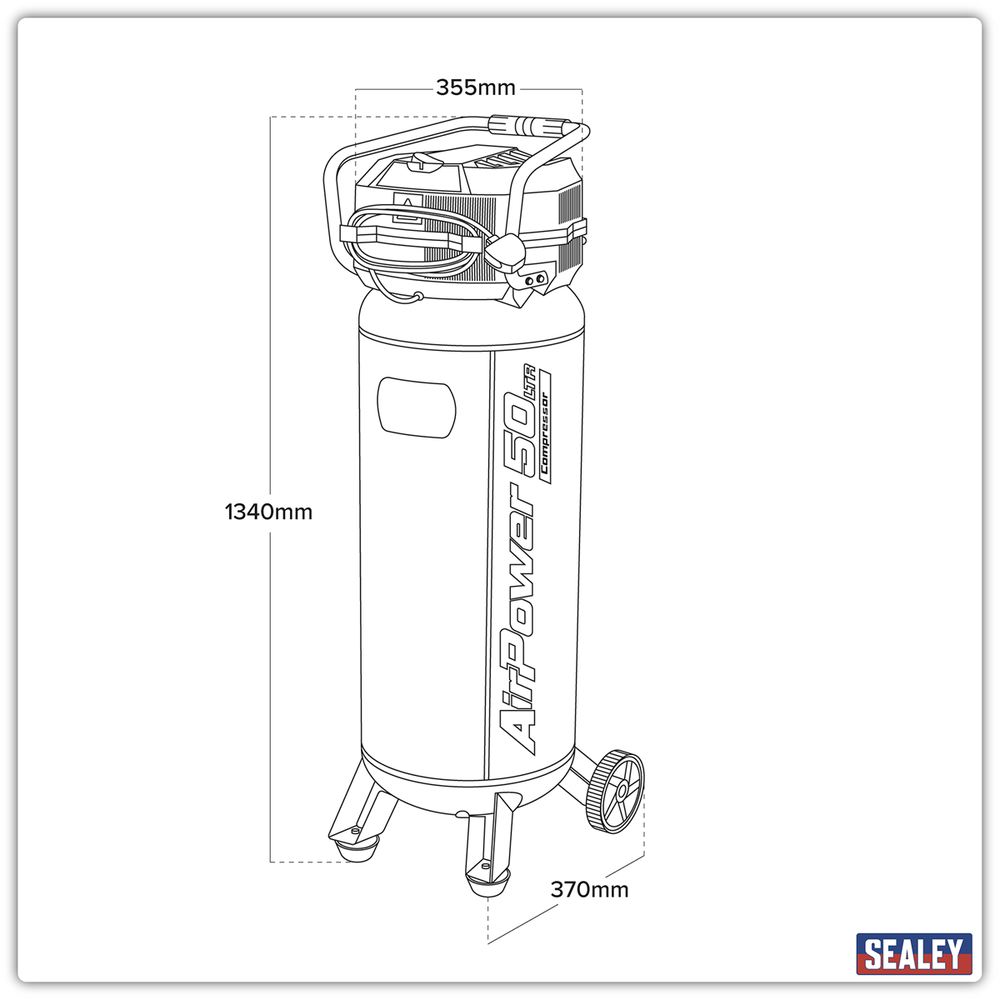 Sealey SAC10001S 100L Oil Free Low Noise Direct Drive Air Compressor 2 x 2hp - additional view 9