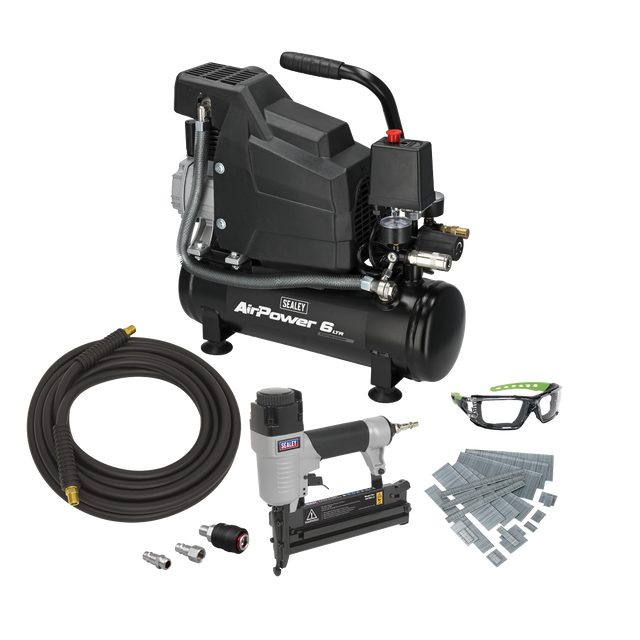 Sealey SAC0620AKIT Air Compressor/Air Nail/Staple Gun Kit