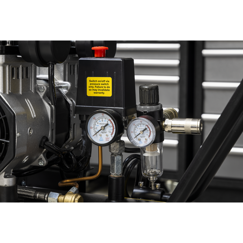 Sealey SAC10001S 100L Oil Free Low Noise Direct Drive Air Compressor 2 x 2hp - additional view 4