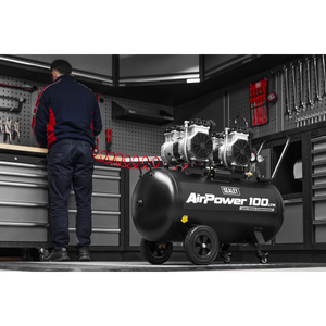 Sealey SAC10001S 100L Oil Free Low Noise Direct Drive Air Compressor 2 x 2hp - additional view 5
