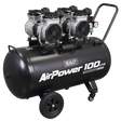 Sealey SAC10001S 100L Oil Free Low Noise Direct Drive Air Compressor 2 x 2hp