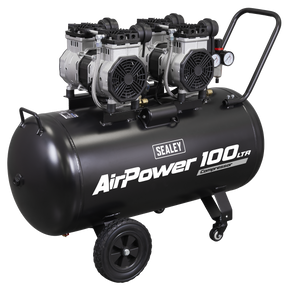 Sealey SAC10001S 100L Oil Free Low Noise Direct Drive Air Compressor 2 x 2hp