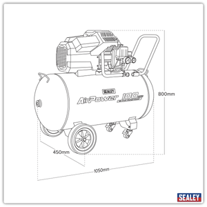 Sealey SAC10002 Air Compressor 100L V-Twin Oil Free Direct Drive 3hp - additional view 8