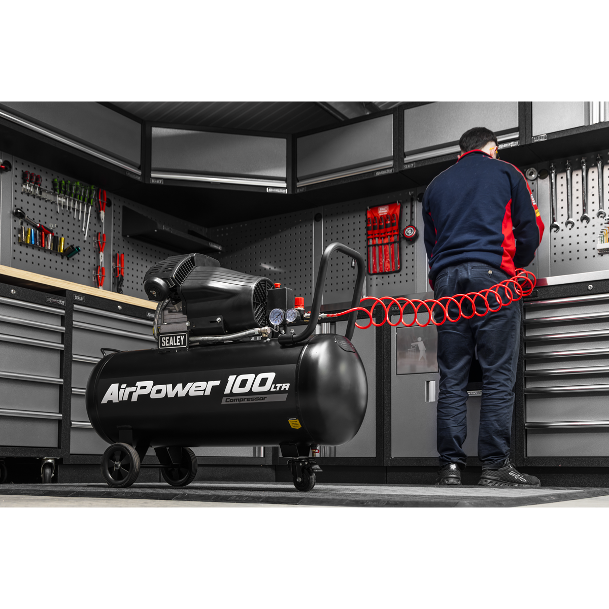 Sealey SAC10002 Air Compressor 100L V-Twin Oil Free Direct Drive 3hp - additional view 4