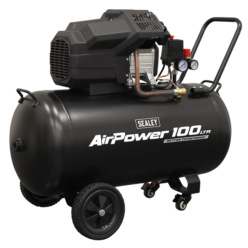 Sealey SAC10002 Air Compressor 100L V-Twin Oil Free Direct Drive 3hp - additional view 2