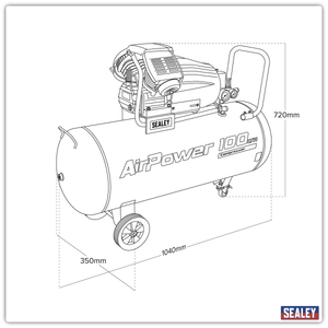 Sealey SAC10030VA 100L V-Twin Direct Drive Air Compressor 3hp - additional view 3