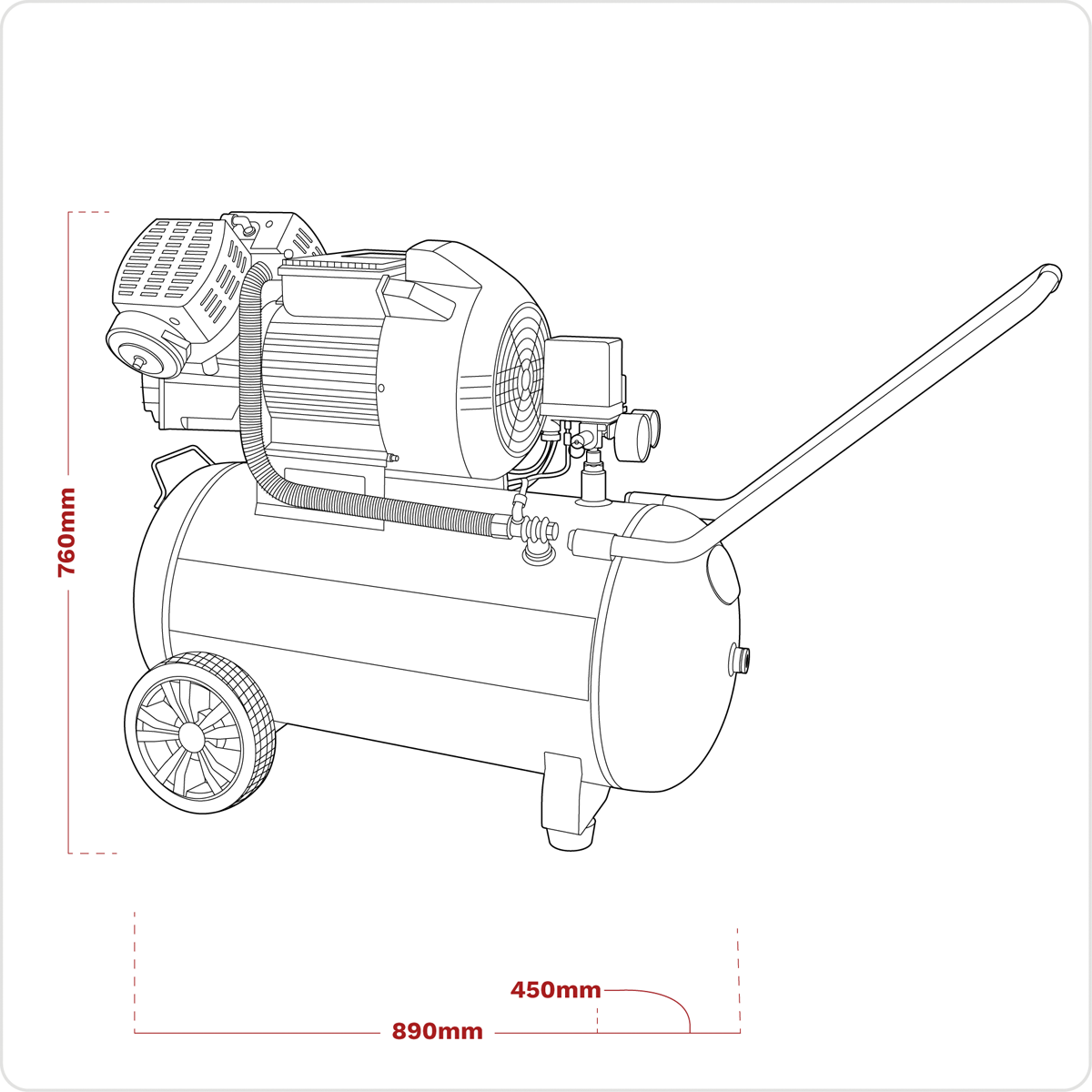 Sealey SAC10030VE 100L V-Twin Direct Drive Air Compressor 3hp - additional view 6