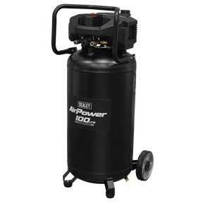 Sealey SAC100V 100L Oil Free Belt Drive Vertical Compressor 2.5hp