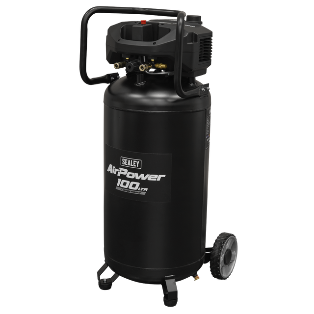 Sealey SAC100V 100L Oil Free Belt Drive Vertical Compressor 2.5hp