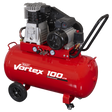 Sealey SAC1103B 100L Belt Drive Air Compressor with Cast Cylinders & Wheels 3.5hp